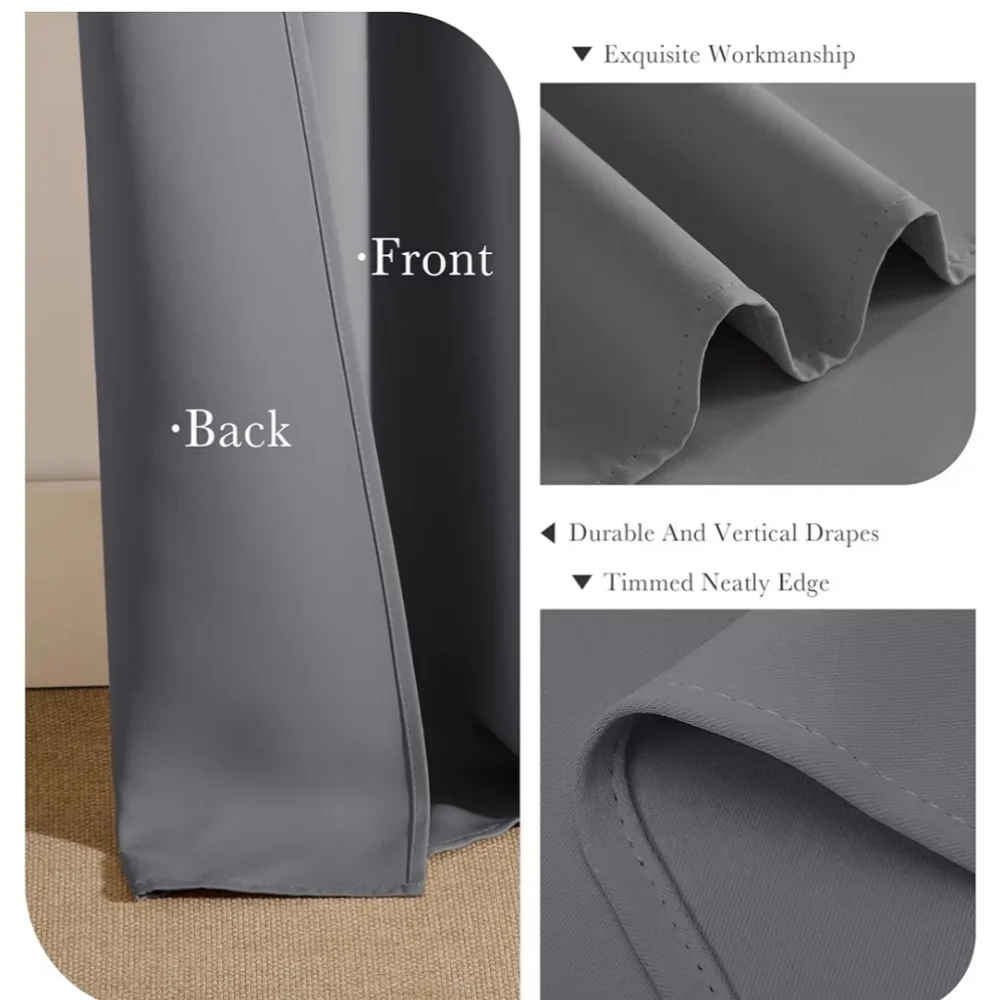 Gray Black Out Curtains 72x42